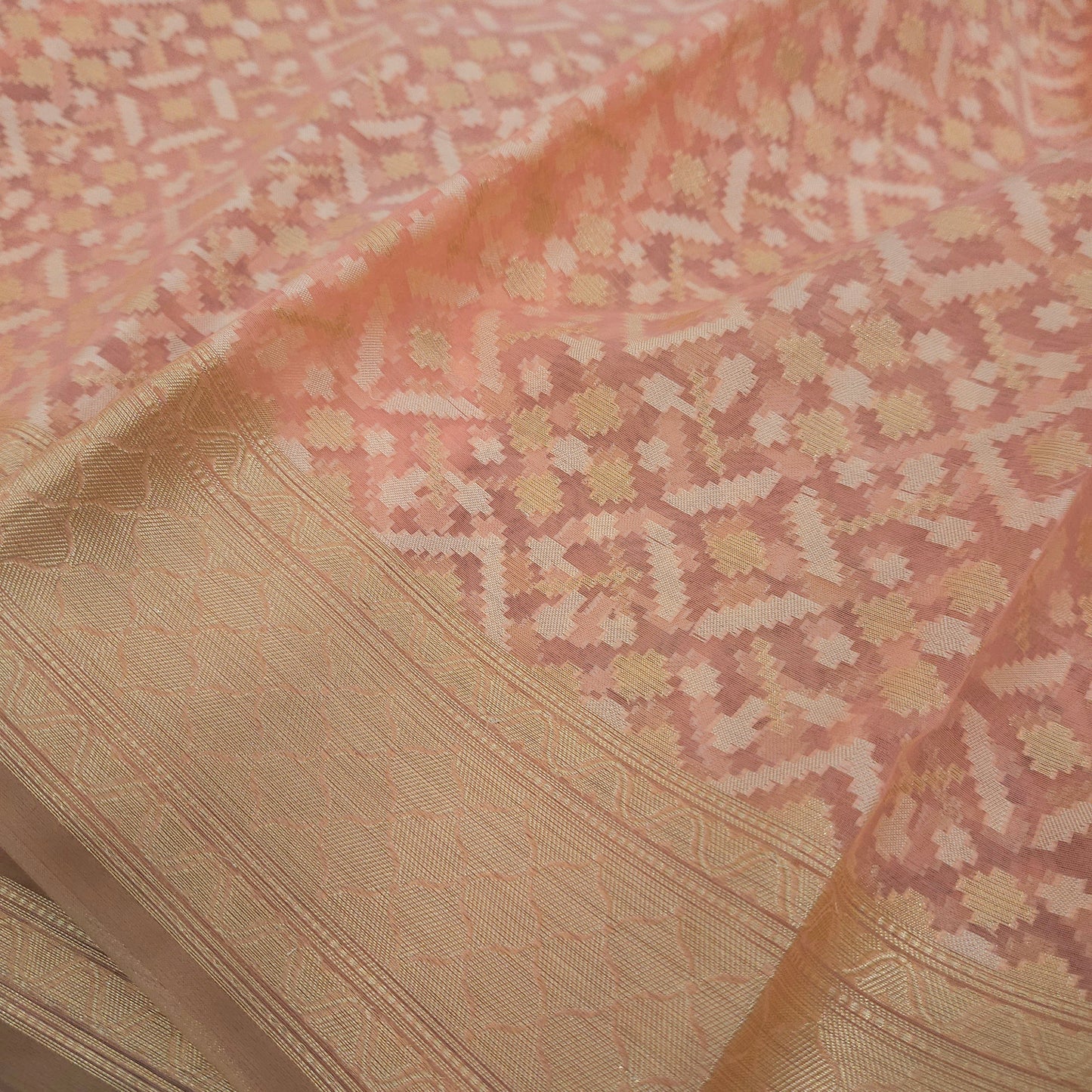 Peach Kohra Saree