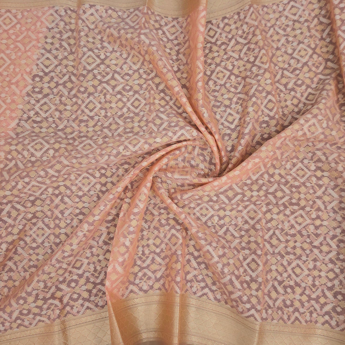 Peach Kohra Saree