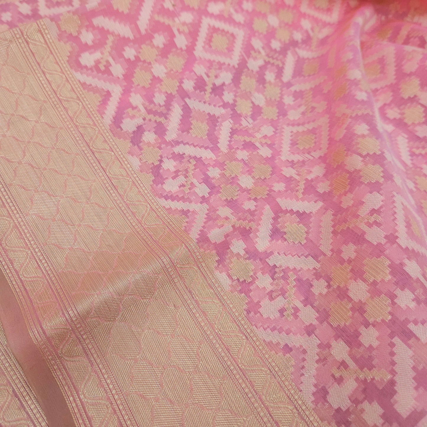 Pink Kohra Cotton Saree