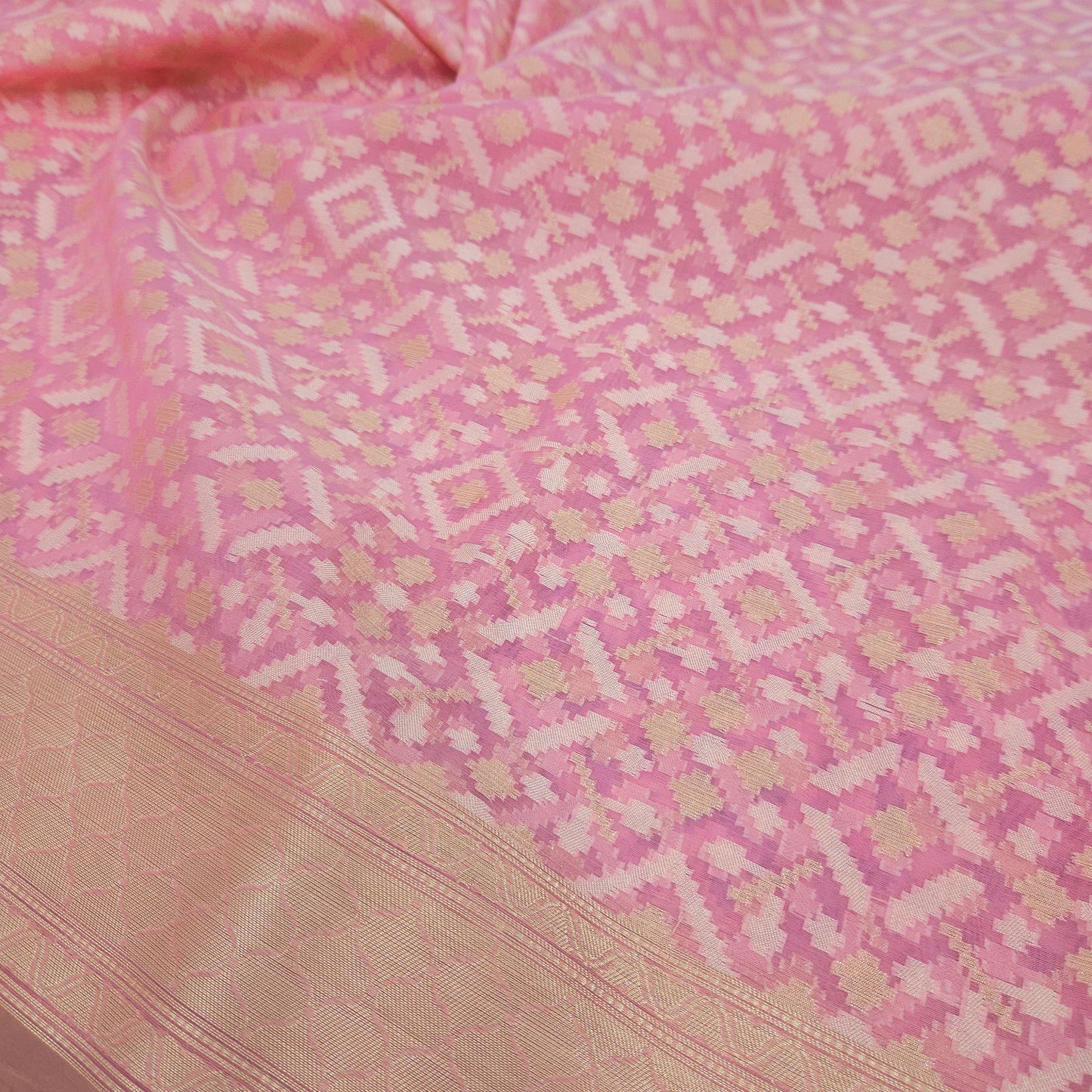 Pink Kohra Cotton Saree