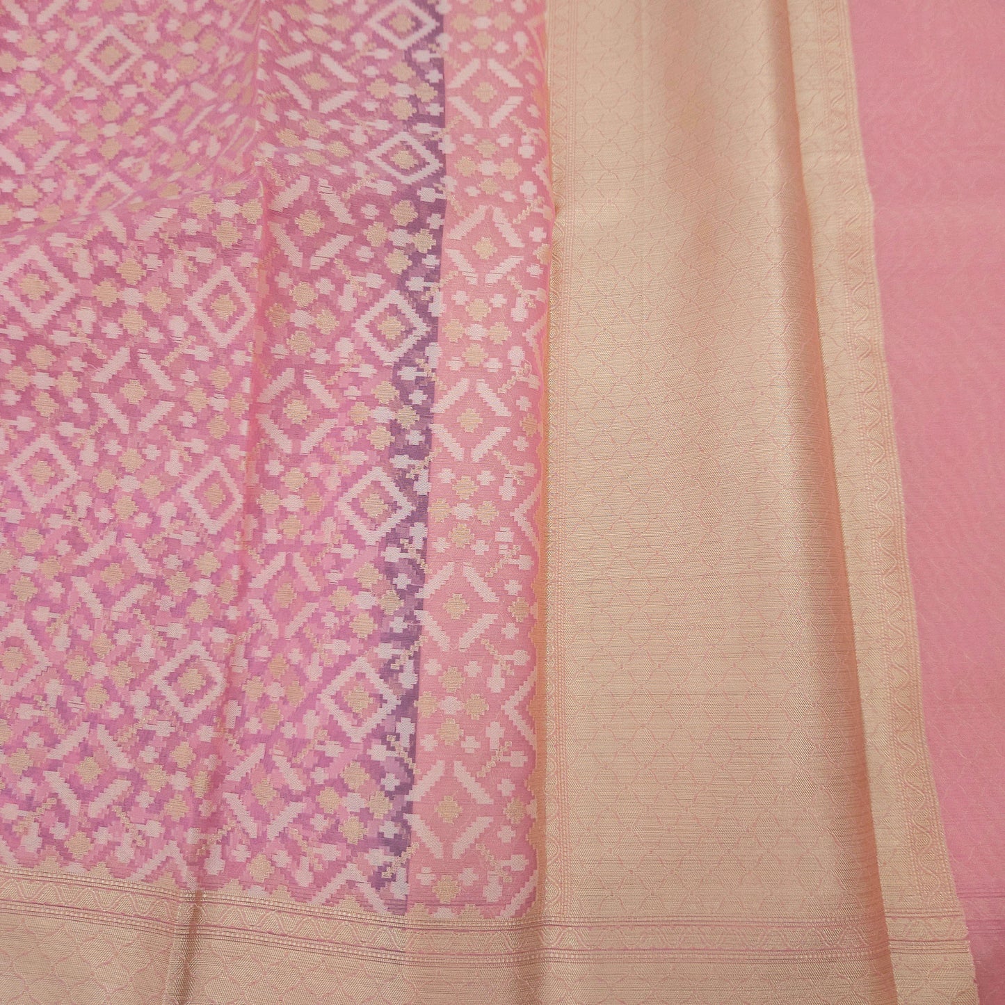 Pink Kohra Cotton Saree