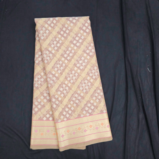Peach Pink Kohra Saree
