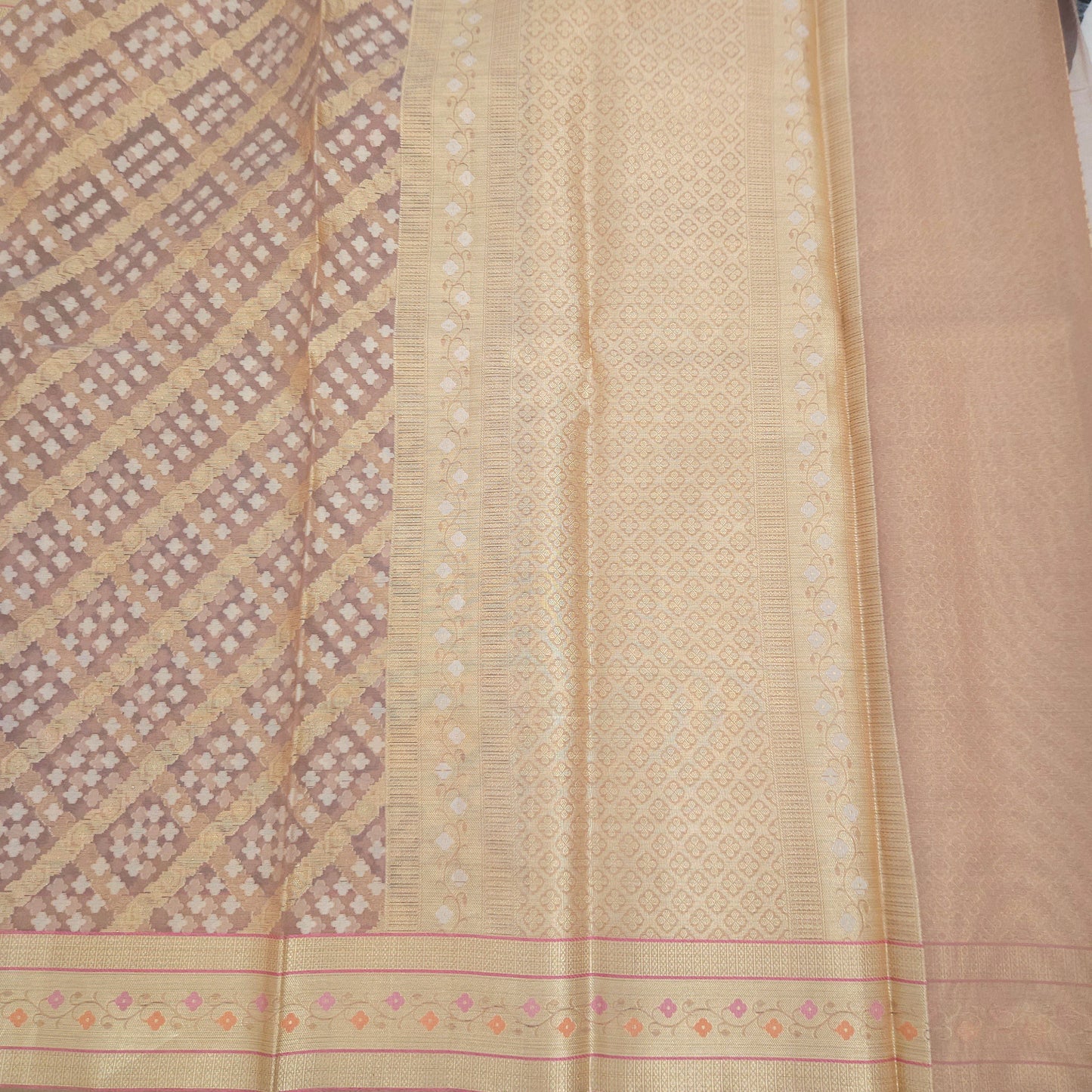 Peach Pink Kohra Saree