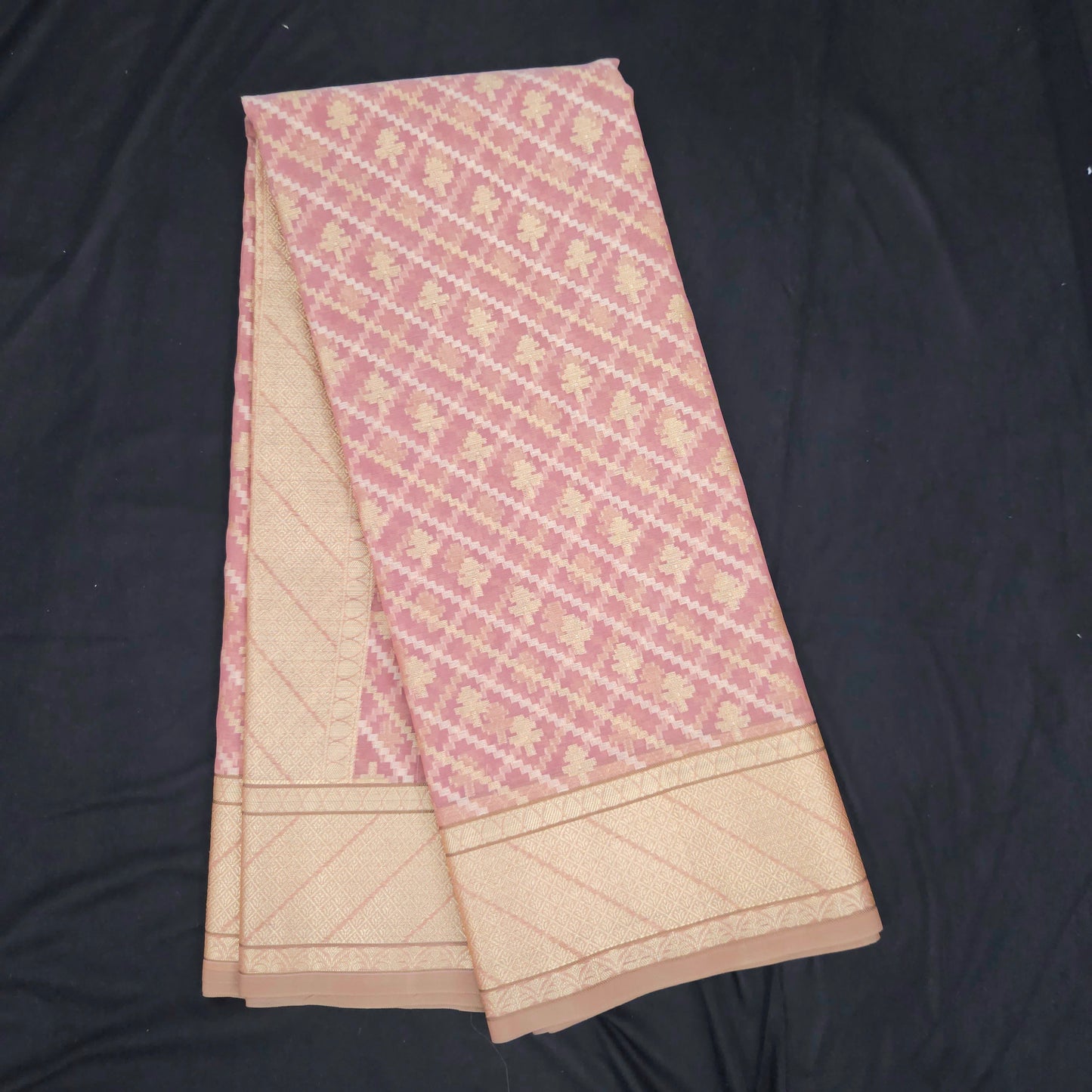 Peach Pink Kohra Saree