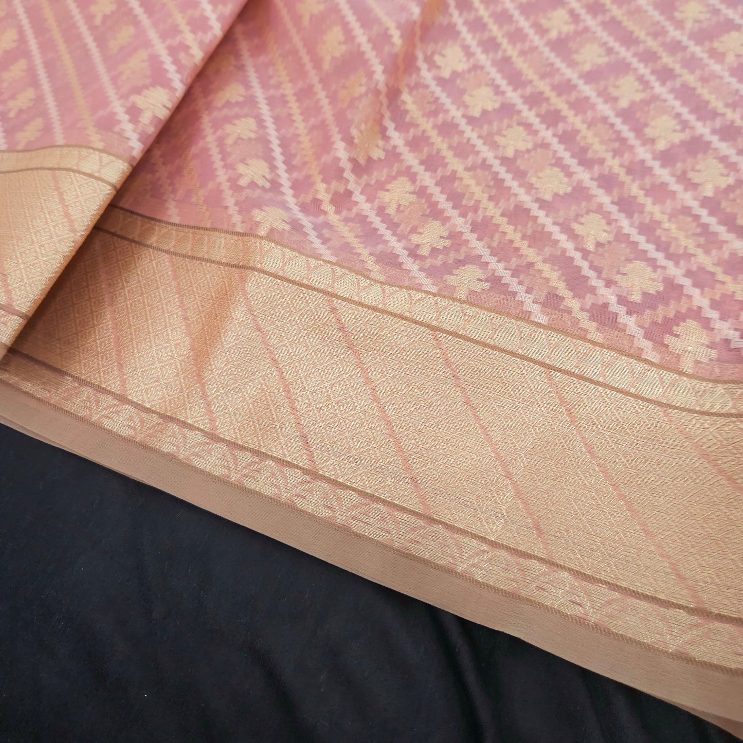 Peach Pink Kohra Saree