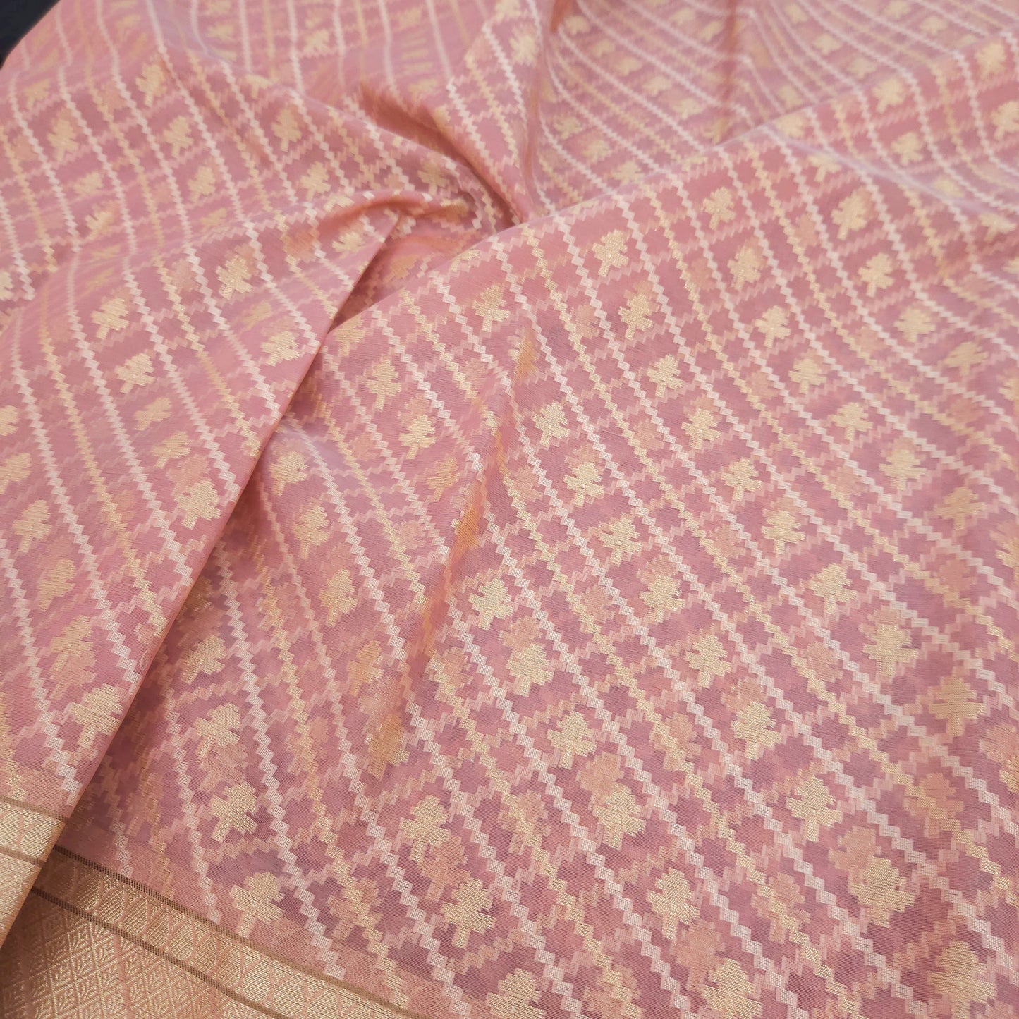 Peach Pink Kohra Saree