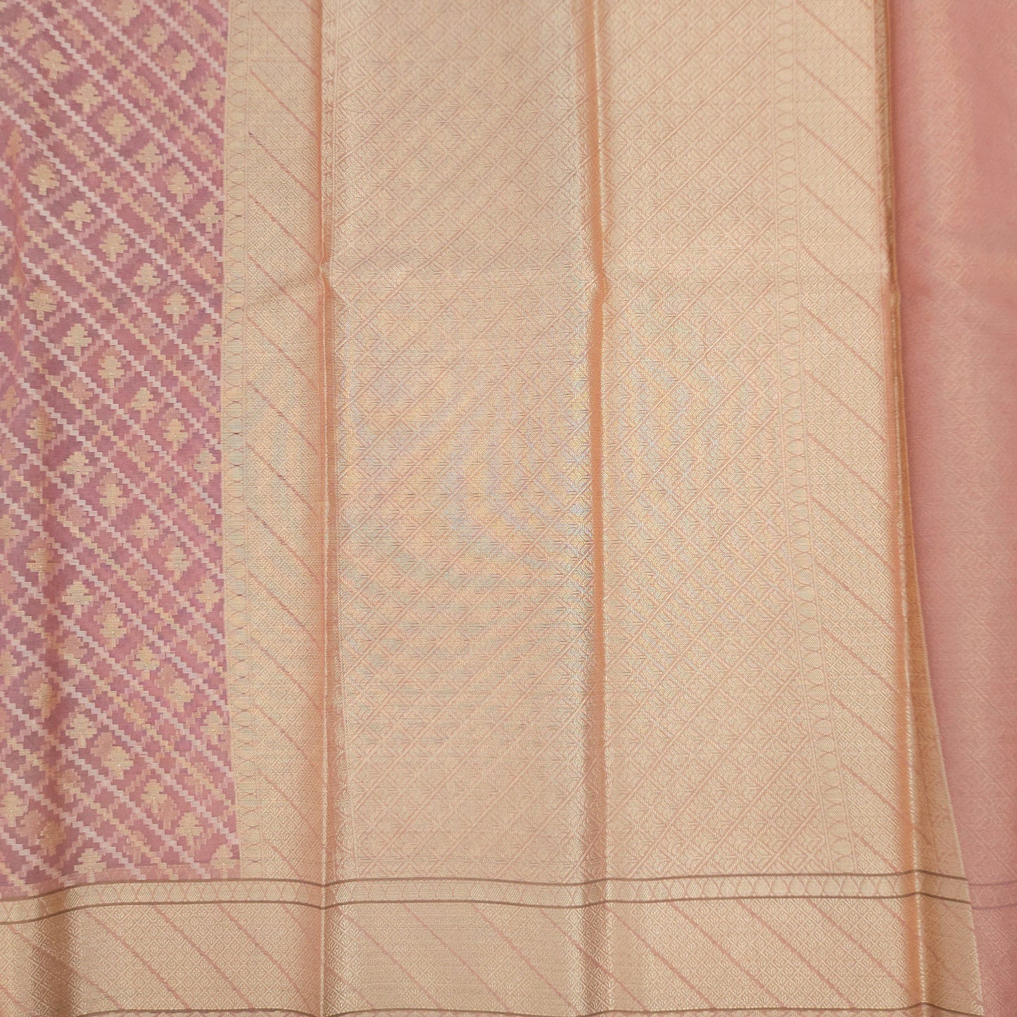 Peach Pink Kohra Saree