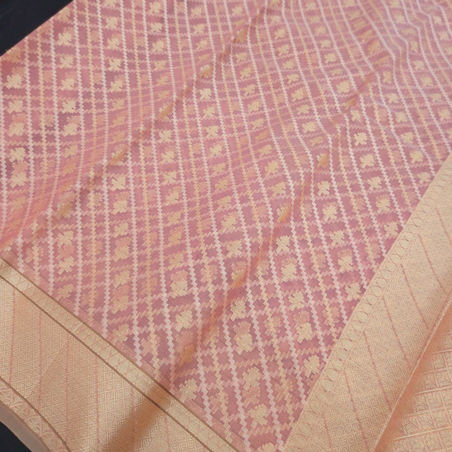 Peach Pink Kohra Saree
