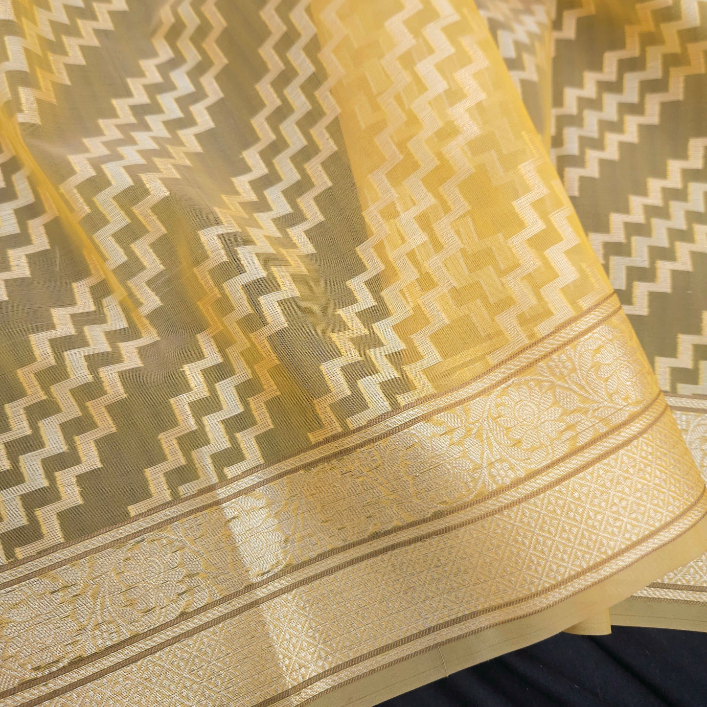 Mustard Yellow Kohra Saree