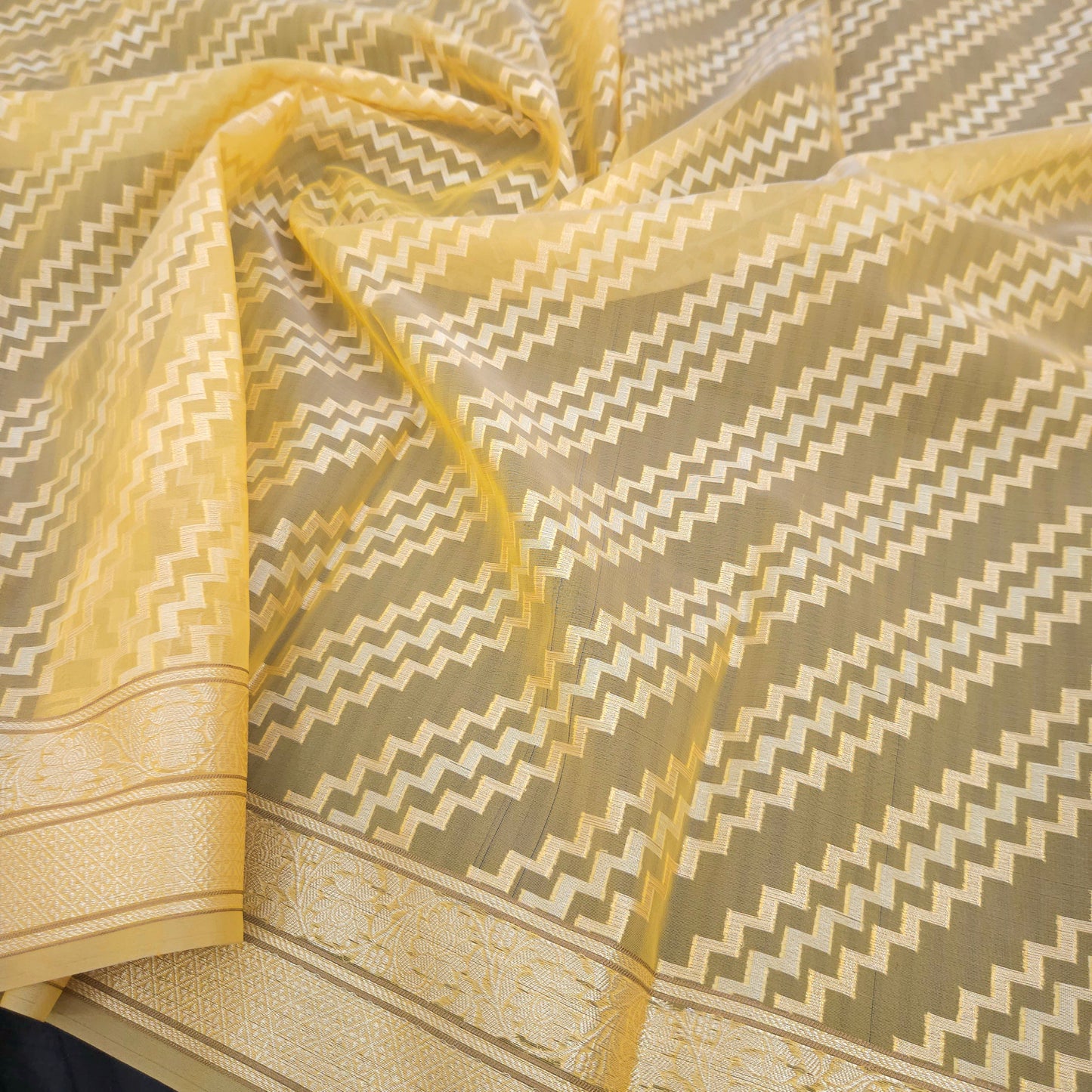 Mustard Yellow Kohra Saree