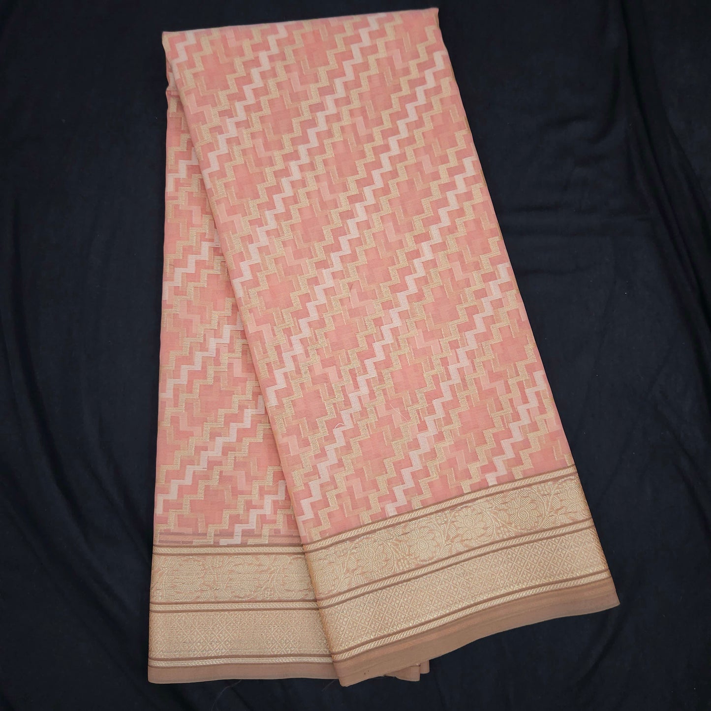 Peach pink Kohra Saree