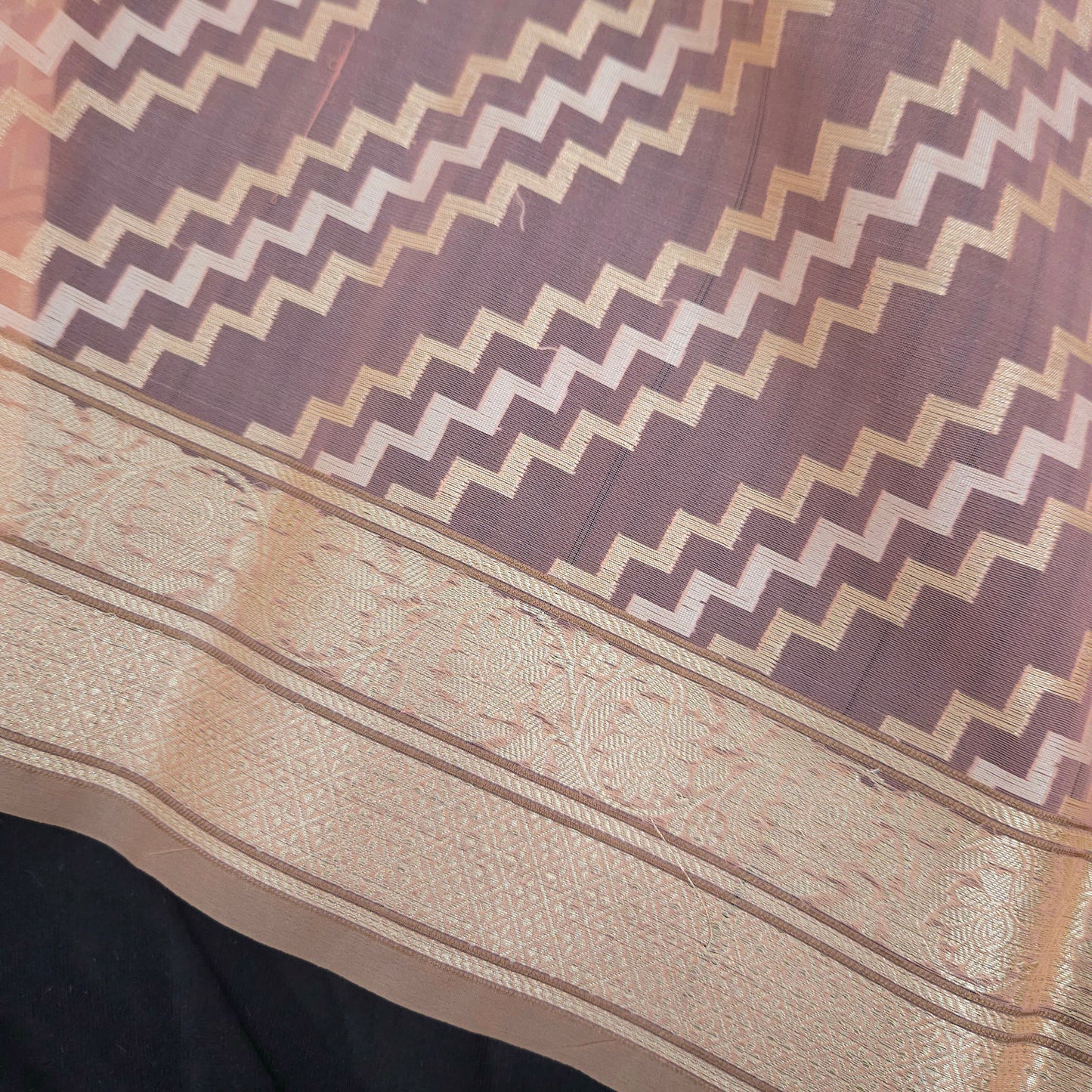 Peach pink Kohra Saree