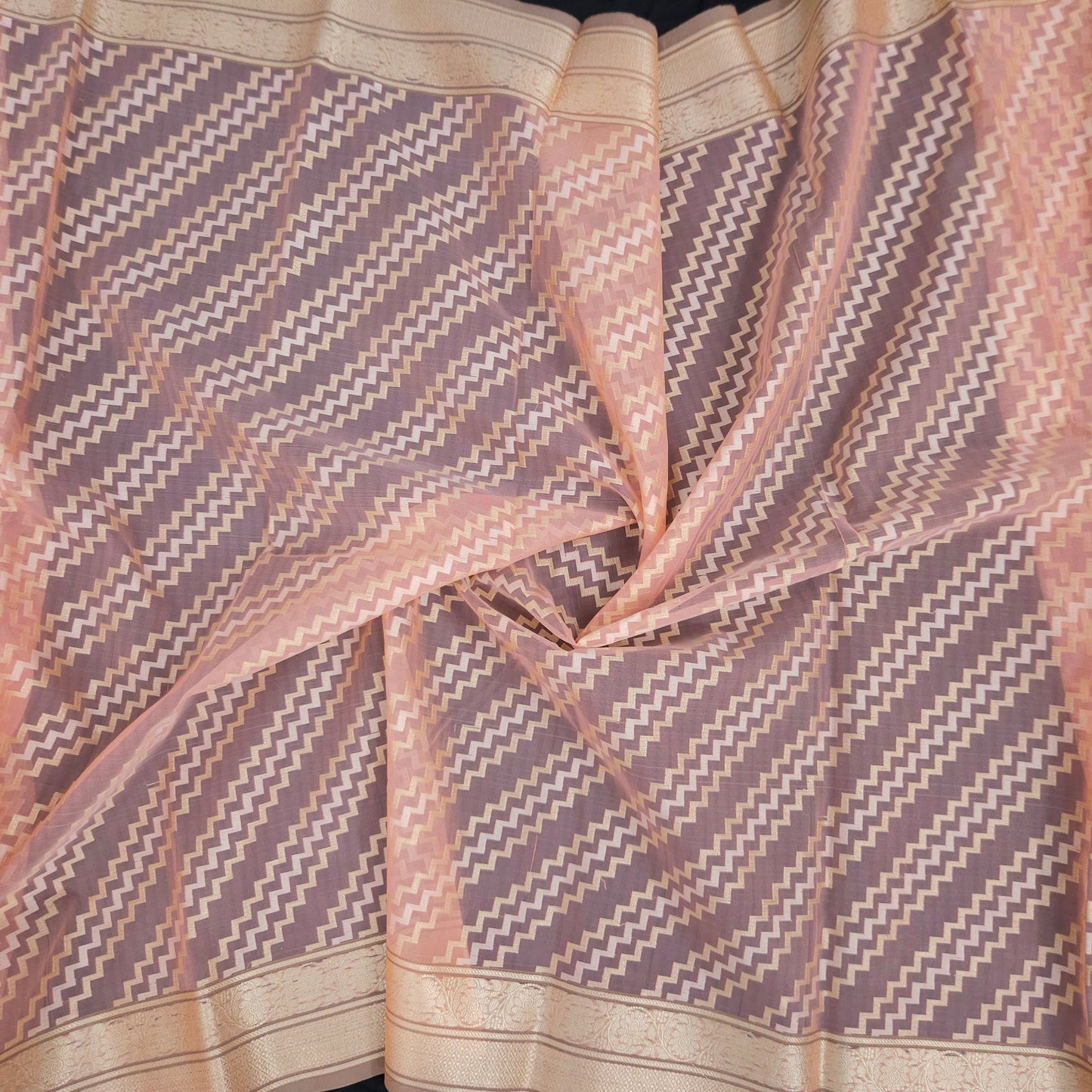 Peach pink Kohra Saree