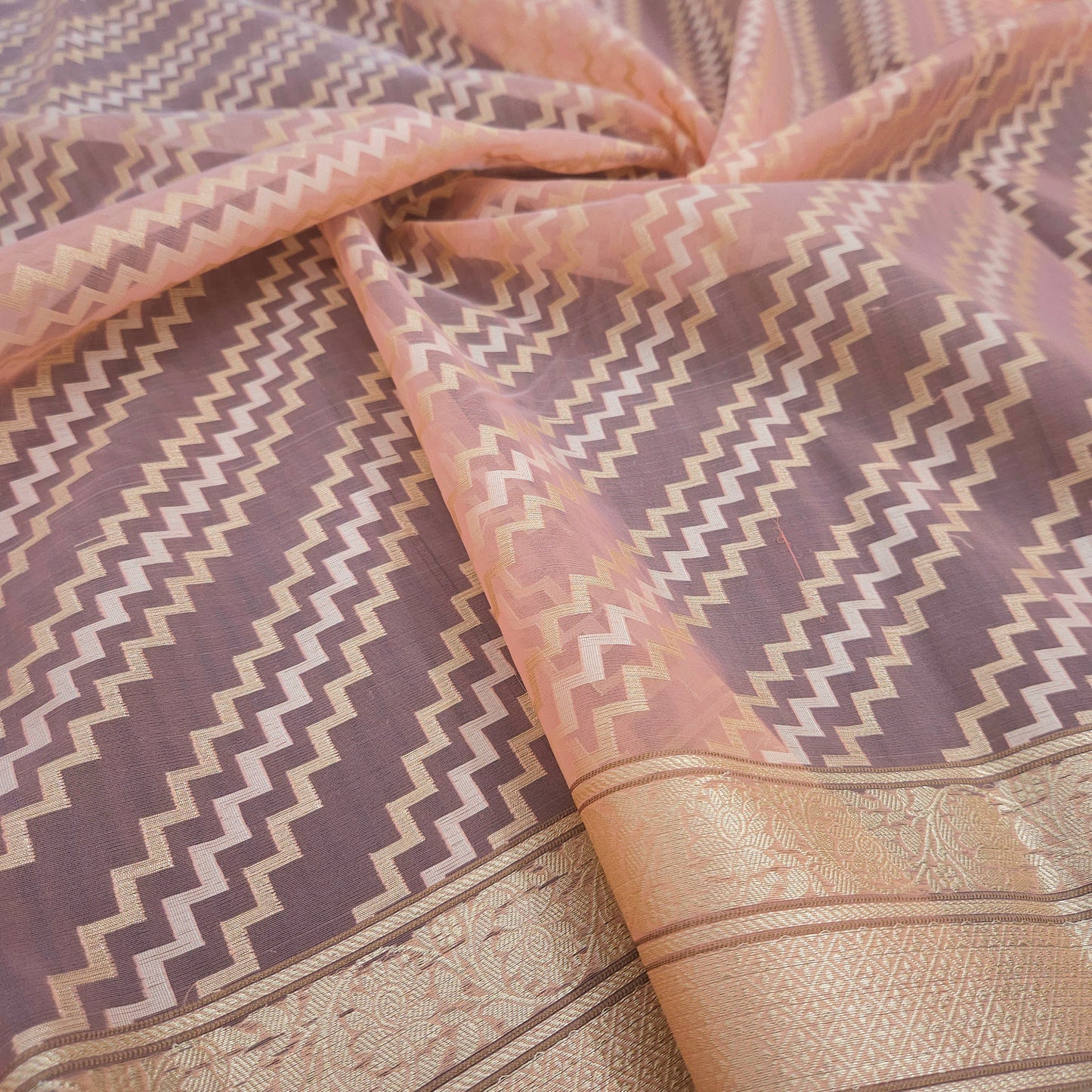 Peach pink Kohra Saree