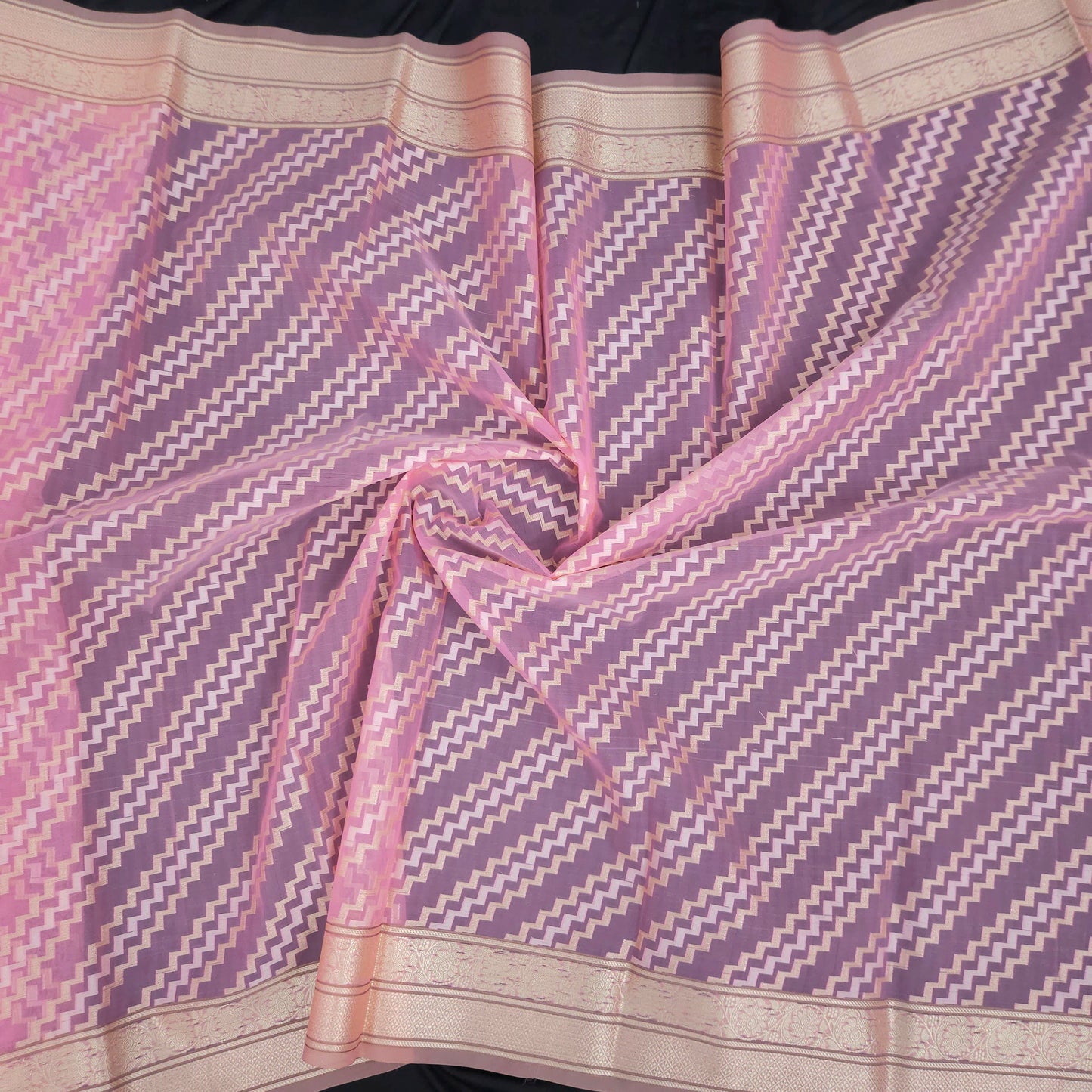 Bright Pink Kohra Banarsi Saree