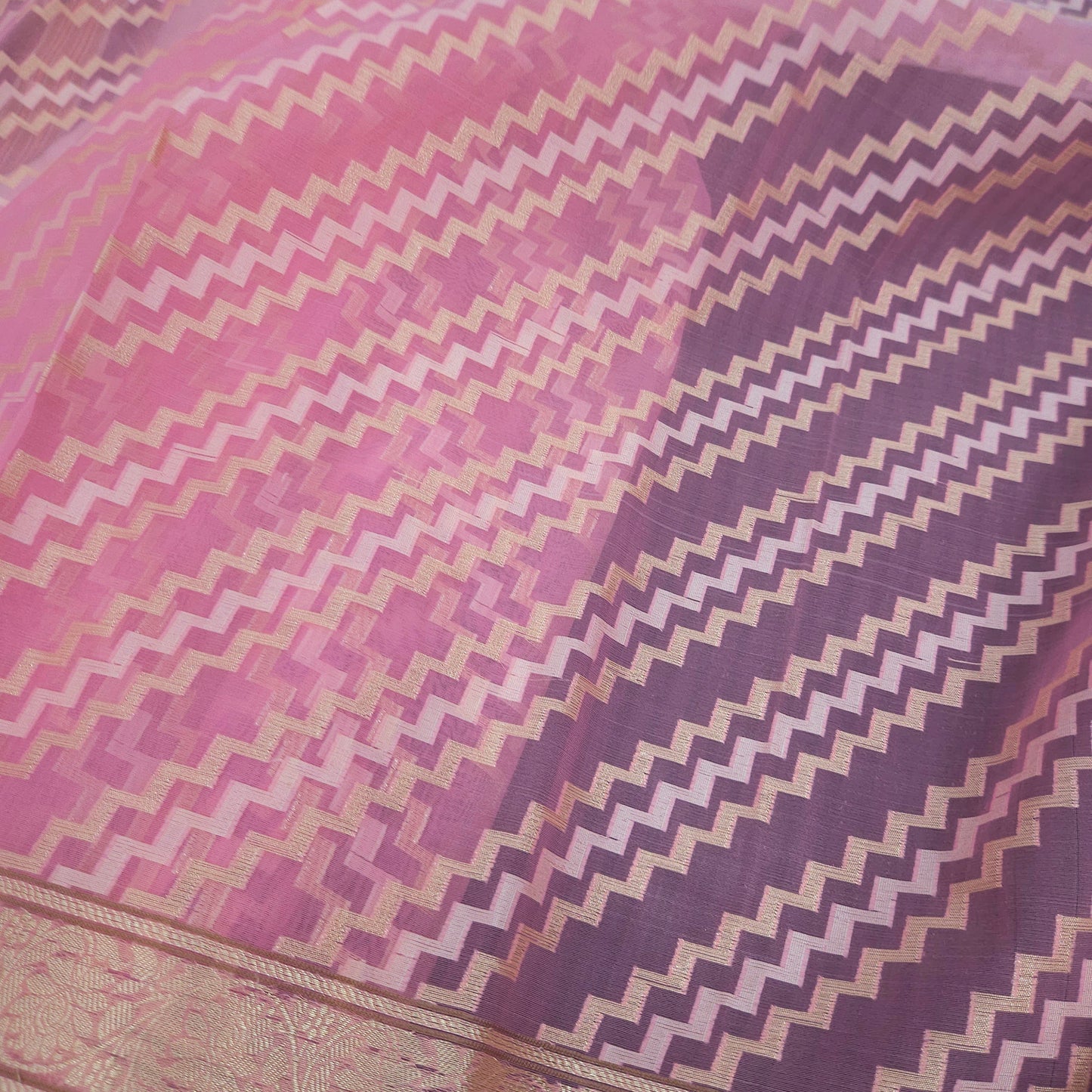 Bright Pink Kohra Banarsi Saree