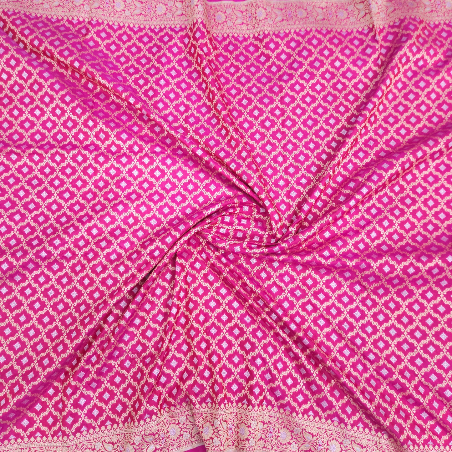 Rani Pink Jaal Pure Silk Saree
