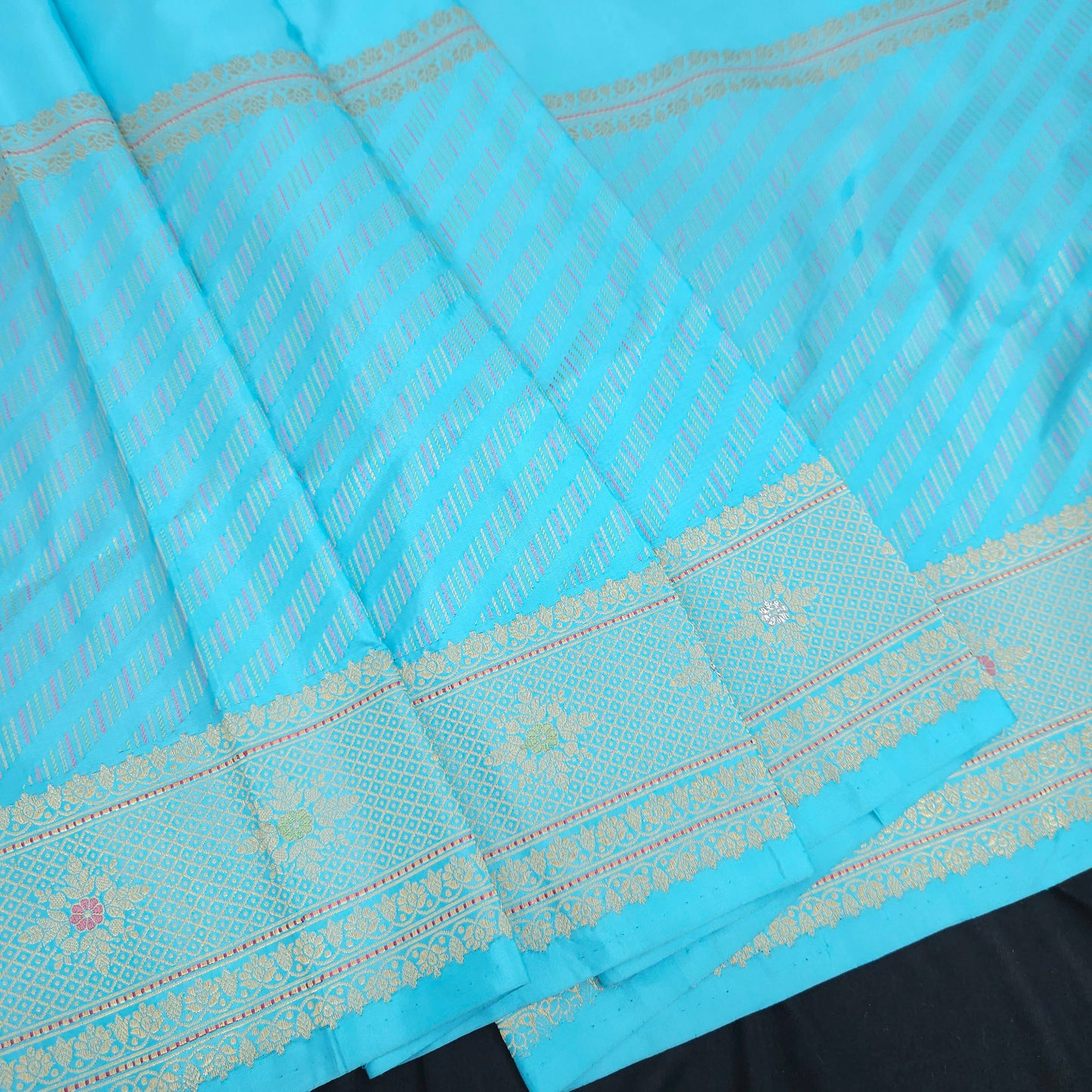 Firozi Blue Pure Silk Saree
