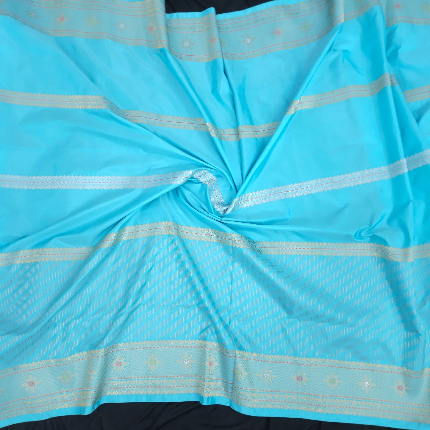Firozi Blue Pure Silk Saree
