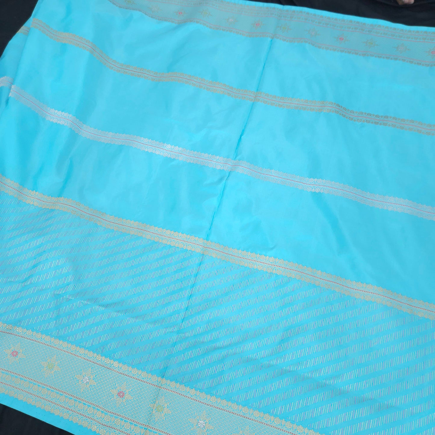 Firozi Blue Pure Silk Saree
