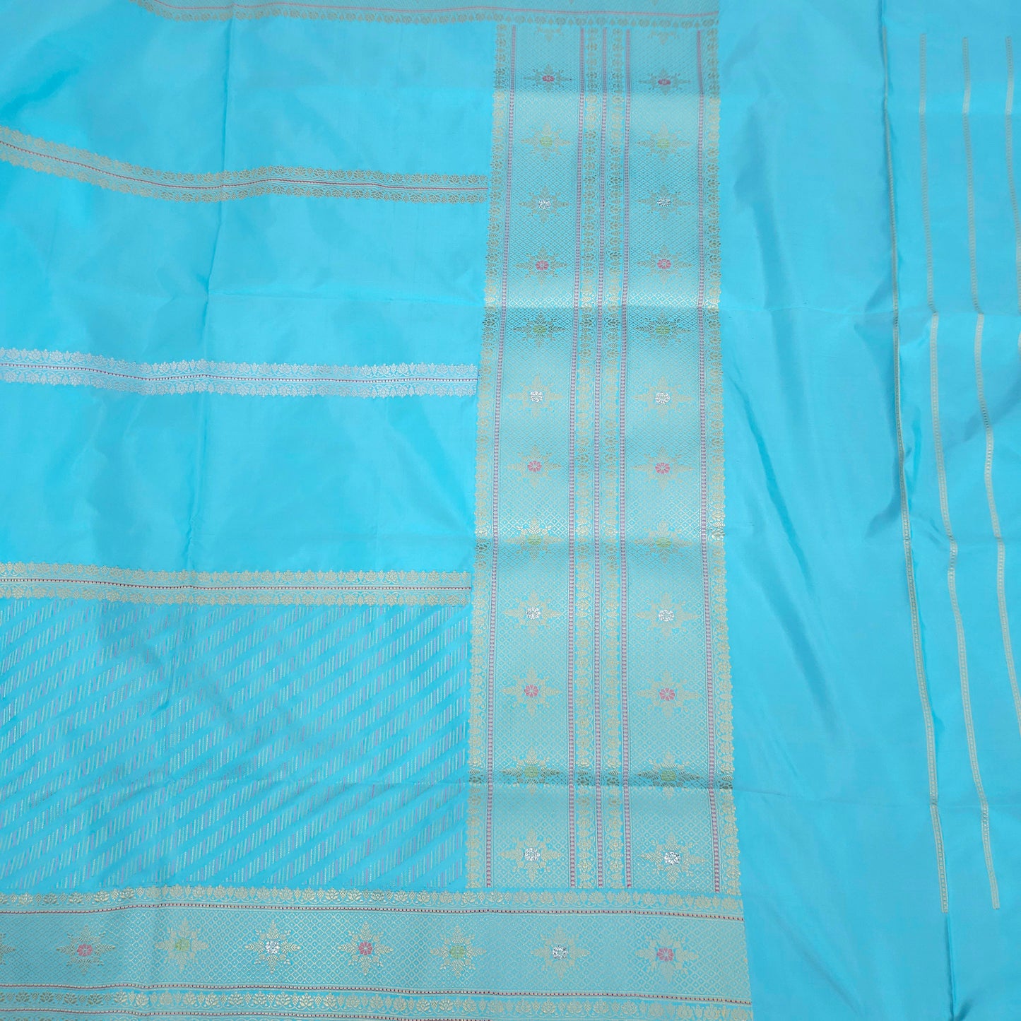 Firozi Blue Pure Silk Saree