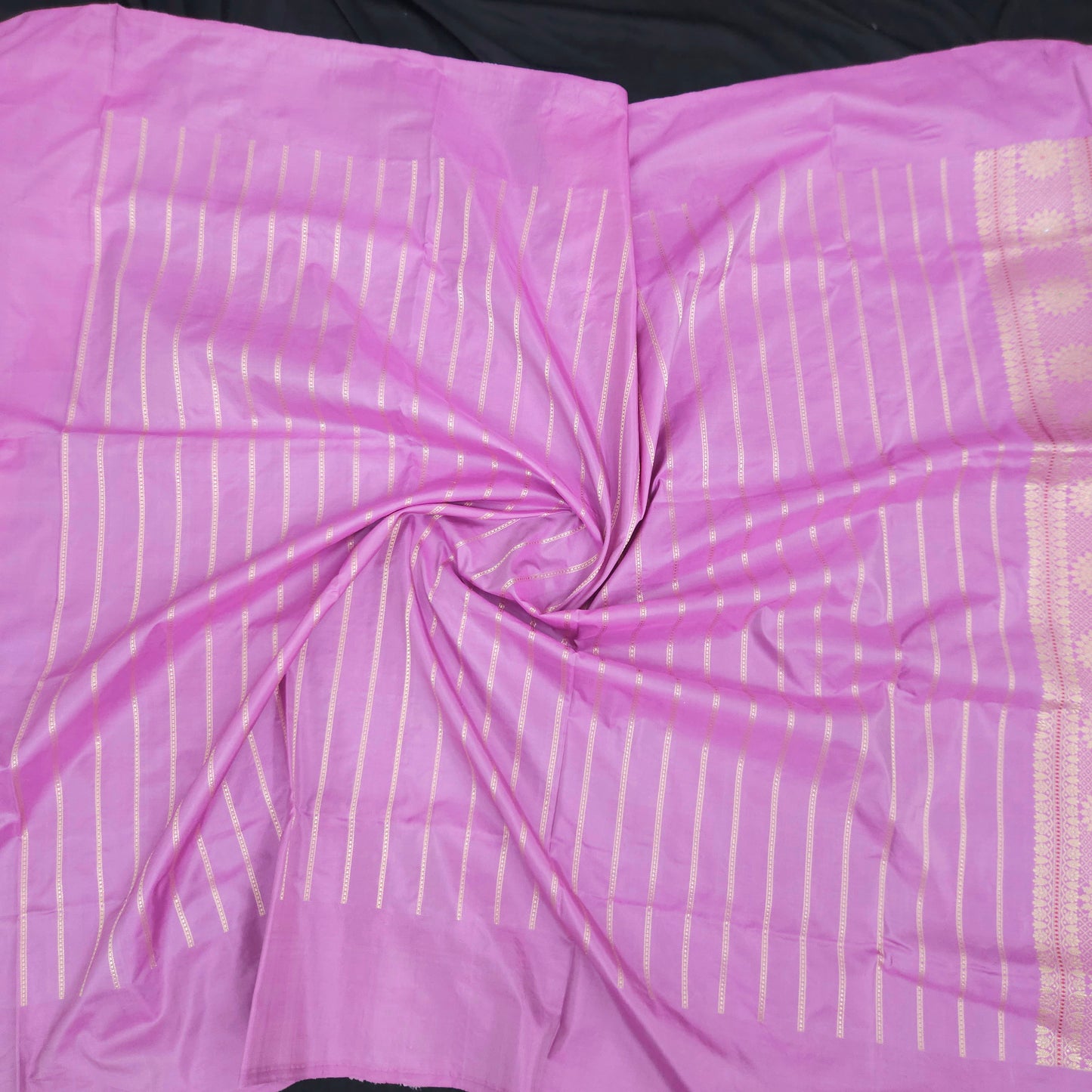 Pink Multi Stripes Pure Silk Saree