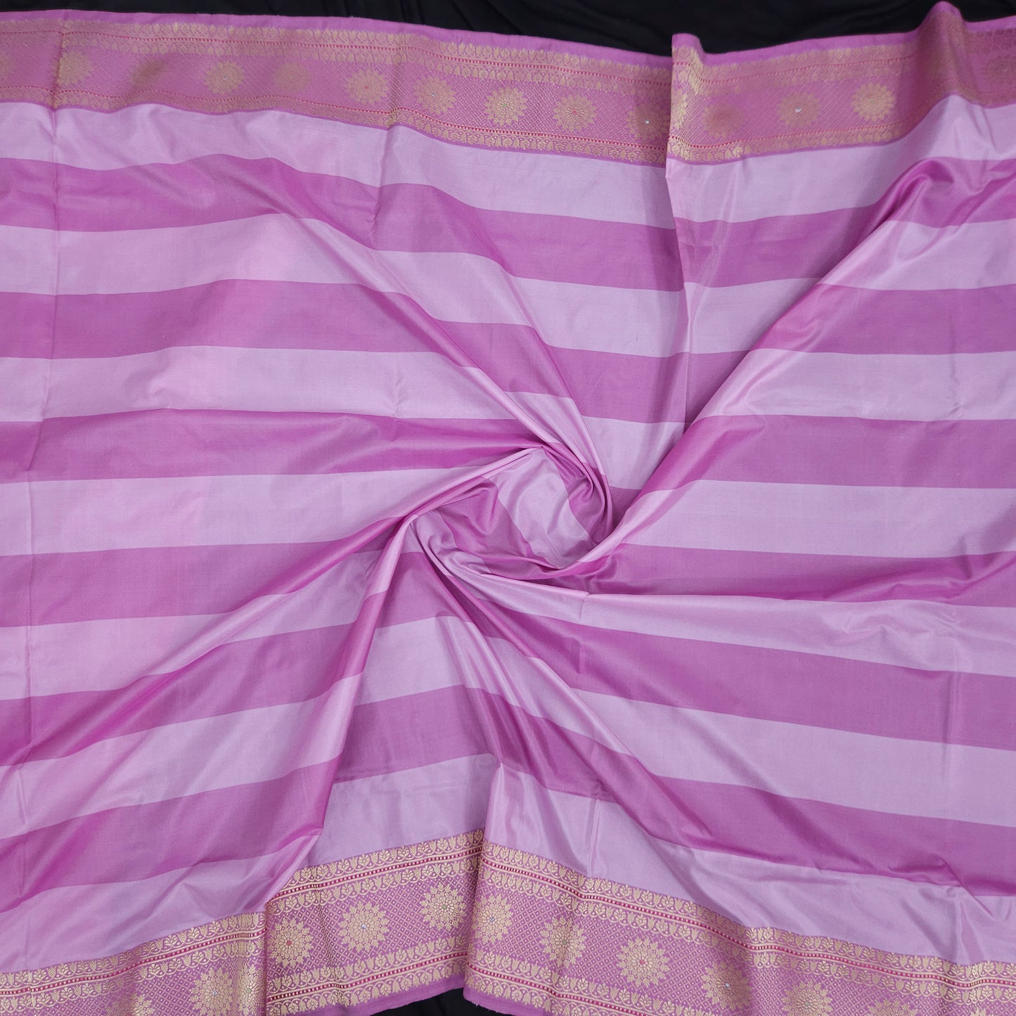 Pink Multi Stripes Pure Silk Saree