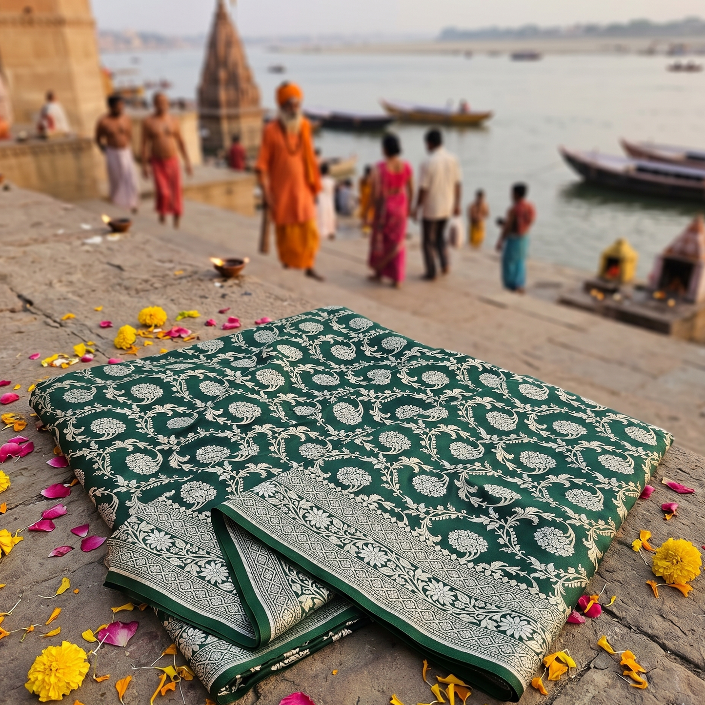 Bottle Green Silk Saree